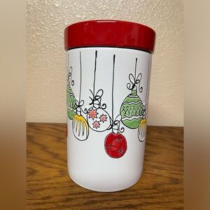 New Christmas ORNAMENTS Ceramic Canister 8” Tall